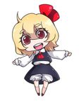  :d blonde_hair bloomers chibi head_tilt lowres open_mouth outstretched_arms red_eyes rumia short_hair smile solo spread_arms standing tima touhou underwear 