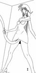  ahegao all_the_way_through bare_shoulders collarbone dress high_heels intorsus_volo long_hair monochrome original tears tentacle thighs 