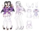  character_sheet conjoined full_body high_heels highres multiple_arms multiple_heads multiple_legs pantyhose shoes_removed white_legwear 