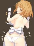  animal_ears anza_tomo ass bad_id bad_twitter_id bell blush bow breasts brown_eyes brown_hair cat_ears cat_tail gloves grey_background hands_up highres jingle_bell large_breasts open_mouth original panties short_hair simple_background smile solo tail underwear white_gloves white_panties 