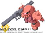  character_name chibi gundam mecha mobile_suit_gundam rocket_launcher weapon yamano_sachi zaku zaku_ii zaku_ii_s_char_custom 
