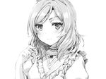  choker graphite_(medium) greyscale hair_tousle jewelry looking_at_viewer love_live! love_live!_school_idol_project momoko_(momopoco) monochrome music_s.t.a.r.t!! necklace nishikino_maki short_hair sketch solo traditional_media upper_body 