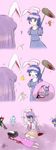 :3 ? animal_ears blood blood_stain bunny_ears comic death giving_up_the_ghost highres inaba_tewi kaenbyou_rin laahgata multiple_girls reisen_udongein_inaba seiran_(touhou) silent_comic touhou 