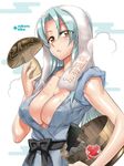  1girl breasts highres kiba_mikoto large_breasts long_hair mushroom official_art satou_shouji triage_x wet white_hair 
