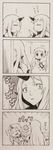  4koma =_= bare_shoulders comic detached_sleeves dress horn horns i-class_destroyer kantai_collection long_hair long_sleeves mittens monochrome multiple_girls nikubanare northern_ocean_hime o_o open_mouth seaport_hime seaport_water_oni shinkaisei-kan sleeveless sleeveless_dress tears translation_request 