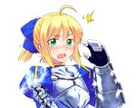  ahoge armor artoria_pendragon_(all) blonde_hair blush camel_hakase dress excalibur fate/stay_night fate_(series) gauntlets green_eyes invisible_air saber solo 