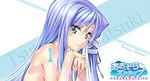  aozora_stripe blue_hair blush body_writing character_name chin_rest copyright_name countdown cursive from_side green_eyes hair_ribbon light_smile nude piromizu ribbon solo tsuruno_satsuki 