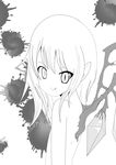  blood flandre_scarlet flat_chest greyscale highres mikado_ryouma monochrome nude smile wings 