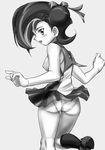  1girl ass breasts female hikawadou looking_back mizuki_kotori_(yuu-gi-ou_zexal) monochrome panties short_hair smile solo underwear yu-gi-oh! yuu-gi-ou_zexal 