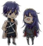  1boy 1girl blue_eyes blue_hair blush chibi eyes_closed father_and_daughter fire_emblem fire_emblem:_kakusei krom lucina nintendo pixiv_thumbnail smile 