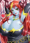  armpits baroque20320514fu breasts cleavage green_eyes hera_(p&amp;d) horns huge_breasts looking_at_viewer puzzle_&amp;_dragons red_hair 