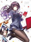  absurdres bad_id bad_yandere_id black_hair black_legwear book cellphone computer food hairband highres jpeg_artifacts kasumigaoka_utaha laptop loafers long_hair long_legs looking_at_viewer miniskirt misaki_kurehito notebook official_art pantyhose parted_lips partially_translated phone pocky red_eyes resized saenai_heroine_no_sodatekata school_uniform shoes skirt smartphone solo thighband_pantyhose translation_request upscaled 