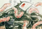 avian big_worm blush deltarune flustered flustered_male hi_res male nipple_fetish nipple_play nipples shirtless shirtless_anthro shirtless_male solo swatchling tagme undertale_(series) unknown_artist worm