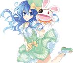  1girl blue_eyes blue_hair child date_a_live dress hand_puppet hat long_hair official_art puppet shirt tsunako yoshino_(date_a_live) yoshinon 