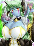  baroque20320514fu breasts cleavage goetia_(p&amp;d) green_hair huge_breasts looking_at_viewer monster_girl orange_eyes puzzle_&amp;_dragons snake 
