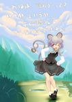  animal_ears blush grey_hair highres ishikkoro jewelry mouse_ears mouse_tail nazrin open_mouth red_eyes short_hair smile solo tail touhou translated umbrella 