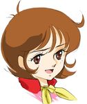  brown_eyes brown_hair female frau_bow freckles gundam mobile_suit_gundam shijou_yukimasa solo white_background 