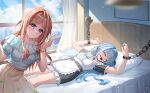  2girls absurdres alternate_costume apron artist_request backlighting ball_gag bang_dream! bang_dream!_it&#039;s_mygo!!!!! bdsm bed black_dress black_ribbon blue_bow blue_bowtie blue_eyes blue_hair blue_sky blurry bondage bound bow bowtie braid breasts brown_hair brown_skirt buttons casual center-flap_bangs center_frills chain chest_tattoo chinese_commentary closed_eyes closed_mouth cloud cloudy_sky commentary_request commission cuffs depth_of_field dress enmaided floral_print_skirt frilled_apron frills gag hair_ribbon head_on_pillow highres in-universe_location jewelry leaning_to_the_side light_blush long_hair looking_at_viewer lying maid maid_apron medium_breasts multiple_girls nagasaki_soyo necklace on_back on_bed parted_bangs partial_commentary pleated_skirt red_tattoo restrained ribbon second-party_source selfie shackles shirt_tucked_in short_dress short_sleeves skirt sky smile square_neckline sunlight tattoo tears togawa_sakiko turning_head two_side_up v white_apron wiffle_gag window yandere yuri 