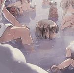  aislinn_wishart alcohol anetai_toyone animal animated animated_gif bathing blush bucket cinemagraph collarbone hana-kagume hand_on_own_chest kakura_kurumi kosegawa_shiromi kumakura_toshi lowres monkey multiple_girls nude onsen outdoors partially_submerged sake saki smile snow snowflakes snowing towel usuzawa_sae water wooden_bucket 