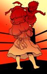  aki_minoriko aki_shizuha barefoot carrying dress gradient gradient_background hair_bobbles hair_ornament multiple_girls onikobe_rin onozuka_komachi open_mouth red red_background short_hair shoulder_carry simple_background sketch touhou two_side_up wrestling wrestling_ring 