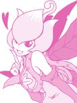  1girl bandai breasts digimon dress fairy fairy_wings female lillymon long_hair looking_at_viewer monochrome smile solo vines wings wink 