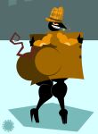 anthro artist_logo artist_name bedroom_eyes big_butt black_body black_clothing black_footwear black_fur black_high_heels bottom_heavy bubble_butt butt butt_outline clothing coat curvy_figure eyelashes fangs femboy footwear fur gold_(metal) gold_tooth grinning_at_viewer happy_tree_friends hat headgear headwear hi_res high_heels huge_butt lineless logo looking_at_viewer male mammal murid murine narrowed_eyes rat rear_view red_eyes rodent seductive shoes signature solo teeth thatdawgmurray the_rat_(htf) thick_thighs toony topwear trenchcoat watermark whiskers yellow_sclera