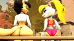 16:9 3d_(artwork) absurd_res anthro bench berri_(conker&#039;s_pocket_tales) big_butt bottle bottomwear breasts butt butt_envy butt_focus chipmunk clintr007 clothed clothing conker&#039;s_bad_fur_day container crop_top digital_media_(artwork) duo envy felid feline female ground_squirrel hi_res holding_object hotpants huge_butt kitty_katswell mammal nickelodeon on_bench pantsless rareware rodent sciurid shirt shorts signature sitting sitting_on_bench smug_face source_filmmaker_(artwork) t.u.f.f._puppy topwear under_boob water_bottle widescreen