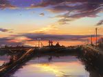  bad_pixiv_id building cloud cloudy_sky culvert hachi_fushigi original power_lines reflection ripples sky sunset 