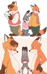  animal_genitalia animal_penis balls blush bulge canine canine_penis censored claws clothing comparing comparing_penis disney duo embarrassed erection female fox gideon_grey ineffective_censorship judy_hopps knot lagomorph male mammal manmosu_marimo nick_wilde nude penis rabbit scarf simple_background slightly_chubby sweater zootopia 