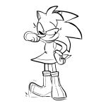 1:1 2025 amy_rose anthro black_and_white boots clothing cosplay dress eulipotyphlan female footwear hedgehog impression lettuce_(artist) mammal monochrome sega shoes solo sonic_the_hedgehog_(series) tapping_foot