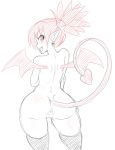  2018 anus big_butt butt clothing cute_fangs demon digital_media_(artwork) disgaea ear_piercing etna female fingers hair humanoid jadf legwear looking_back mammal membranous_wings not_furry nude open_mouth piercing pointy_ears pussy red_eyes red_hair short_hair simple_background sketch skull_earrings solo spade_tail standing thigh_highs tongue video_games white_background wide_hips wings 