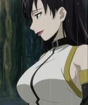  1girl black_hair blush breasts brown_eyes fairy_tail hairband highres large_breasts lips lipstick long_hair makeup red_lipstick screencap stitched ultear_milkovich 