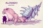  absurdres animal_ears highres lluisabadias monster_hunter_(series) pink_background pokemon pokemon_(creature) shell size_comparison slowbro spiked_shell teeth 