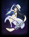  black_hair hat highres houkago_no_pleiades itsuki_(houkago_no_pleiades) long_hair official_art solo star starry_background 