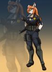 2016 antelope anthro big_breasts boots bottomwear bovid breasts brown_body brown_eyes brown_fur bulletproof_vest butt cervine chinook_(crosis278) clips clothed clothing deer digital_drawing_(artwork) digital_media_(artwork) explosives fan_character female female_anthro fingerless_gloves footwear fully_clothed fully_clothed_anthro fully_clothed_female fur gloves gradient_background grenade hair hand_on_hip handwear hi_res looking_at_viewer mammal markings military military_uniform mp5 multicolored_body multicolored_fur neutral_pose orange_hair pronghorn shoes simple_background smile smiling_at_viewer solo spots spotted_body spotted_fur standing tactical tactical_belt tactical_gear tactical_gloves tactical_pants tail tail_markings tan_body tan_fur tan_skin thick_thighs topwear toughset uniform weapon wide_hips