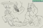 2025 animal_genitalia anthro balls big_tail capcom claws ears english_text erection fan_character fanged_wyvern fully_sheathed fuse_(razim) genitals hi_res licking lunagaron male monster_hunter nude padded_palms penis scales scalie sheath sketch_page spikes tail text theottersurrii tobi-kadachi tobi-lunagaron toe_claws tongue