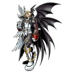  angel_wings bandai bat_wings blonde_hair boots claws concept_art demon demon_wings digimon digimon_world_re:digitize evil green_eyes lucemon lucemon_falldown_mode monster multiple_wings muscle no_humans official_art seven_great_demon_lords smile solo wings 