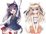  :d :o animal_ears black_hair blonde_hair blue_eyes cat_ears cat_tail long_hair miyaa_mia miyaa_rao multiple_girls open_mouth original single_thighhigh smile tail thighhighs yatsuki_yura 