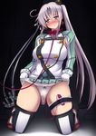  1girl akitsushima_(kantai_collection) bdsm blush breasts character_request curvy female hat kneeling large_breasts lavender_hair long_hair looking_at_viewer purple_eyes side_ponytail slave solo thick_thighs very_long_hair vibrator wide_hips yuzumiya_mono 