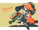  aly_(eshikidori) blush copyright_name domino_mask headphones ink_tank_(splatoon) inkling long_hair mask orange_eyes orange_hair solo splatoon_(series) splatoon_1 splattershot_(splatoon) tentacle_hair water_gun 