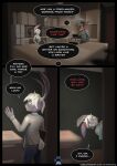 anthro axel_(striped_sins) bathrobe beverage black_hair blue_eyes bottomwear clothing coffee coffee_mug comic container cup denim denim_bottomwear denim_clothing dialogue english_text female fur hair hi_res jeans june_(striped_sins) lagomorph leporid male mammal mug pants pattern_clothing purple_body purple_fur rabbit red_body red_fur robe scarf speech_bubble striped_clothing striped_sins stripes teal_eyes text url white_hair willitfit