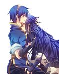  1boy 1girl blue_eyes blue_hair boooo-im eyes_closed female fire_emblem fire_emblem:_kakusei long_hair lucina lucina_(fire_emblem) marth marth_(fire_emblem) nintendo smile super_smash_bros. tiara 