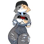 1:1 :3 anthro beanie bedroom_eyes big_breasts bighugelarge biped bottomwear breasts calico_cat cleavage_cutout clothing curvy_figure cutout denim denim_bottomwear denim_clothing domestic_cat epic_games fangs felid feline felis female fortnite fur grey_body grey_bottomwear grey_clothing grey_fur grey_hoodie grey_jeans grey_pants grey_topwear hands_on_own_breasts hat headgear headwear hi_res hoodie hourglass_figure huge_breasts huge_hips jeans mammal meow_skulls narrowed_eyes orange_body orange_fur pants seductive simple_background small_waist solo teeth thick_thighs topwear torn_bottomwear torn_clothing torn_jeans torn_pants torn_topwear under_boob white_body white_fur wide_hips