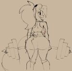 2024 anthro back_boob big_breasts big_butt breasts butt buxy clothed clothed_anthro clothed_female clothing deadlift digital_drawing_(artwork) digital_media_(artwork) exercise female female_anthro hair izzy_(buxy) looking_back mammal open_mouth open_smile ponytail portrait rear_view rodent round_ears sciurid simple_background sketch smile solo tail three-quarter_portrait tree_squirrel weightlifting workout