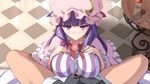  1girl artist_request blush breasts censored large_breasts long_hair paizuri paizuri_under_clothes patchouli_knowledge purple_eyes purple_hair shishamo@ touhou 