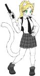 2024 4chan_anon :3 aliasing alpha_channel anthro big_breasts big_eyes binary_drawing black_necktie black_nose blonde_hair boots bottomwear breasts claws closed_smile clothed clothing digital_drawing_(artwork) digital_media_(artwork) domestic_cat eye_through_hair eyebrow_through_hair eyebrows eyelashes felid feline felis female finger_claws fingers flat_colors footwear front_view full-length_portrait fully_clothed fur green_eyes grey_boots grey_bottomwear grey_clothing grey_footwear grey_skirt gun hair hand_on_hip handgun happy holding_gun holding_handgun holding_object holding_ranged_weapon holding_revolver holding_weapon humanoid_hands inner_ear_fluff looking_at_viewer mammal mouth_closed necktie pattern_bottomwear pattern_clothing pattern_skirt plaid plaid_bottomwear plaid_clothing plaid_skirt pleated_skirt ponytail portrait pupils ranged_weapon revolver shirt shoes simple_background sketch skirt slit_pupils smile socks solo standing tail topwear translucent translucent_hair transparent_background tuft weapon whiskers white_body white_clothing white_footwear white_fur white_shirt white_socks white_topwear