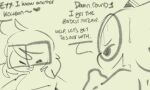 1upgobbo anthro bodily_fluids dialogue dunsparce duo eyewear generation_2_pokemon generation_3_pokemon glasses hair heart_symbol imminent_sex jayce_(1upgobbo) kecleon male nintendo pokemon pokemon_(species) sketch sweat sweatdrop