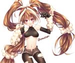  artist_name bare_shoulders black_gloves breasts brown_hair closed_mouth elbow_gloves gen_4_pokemon gloves highres legwear_under_shorts long_hair lopunny medium_breasts mega_lopunny mega_pokemon midriff multicolored_hair navel pantyhose personification pokemon red_eyes shorts solo torn_clothes torn_legwear twintails two-tone_hair ueno_tsuki unbuttoned underboob very_long_hair 