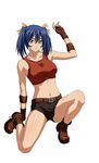  1girl bashoku_youjou blue_hair breasts female hair_ornament ikkitousen short short_twintails solo twintails 
