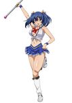  1girl bashoku_youjou blue_hair breasts female hair_ornament ikkitousen short_twintails smile solo twintails 